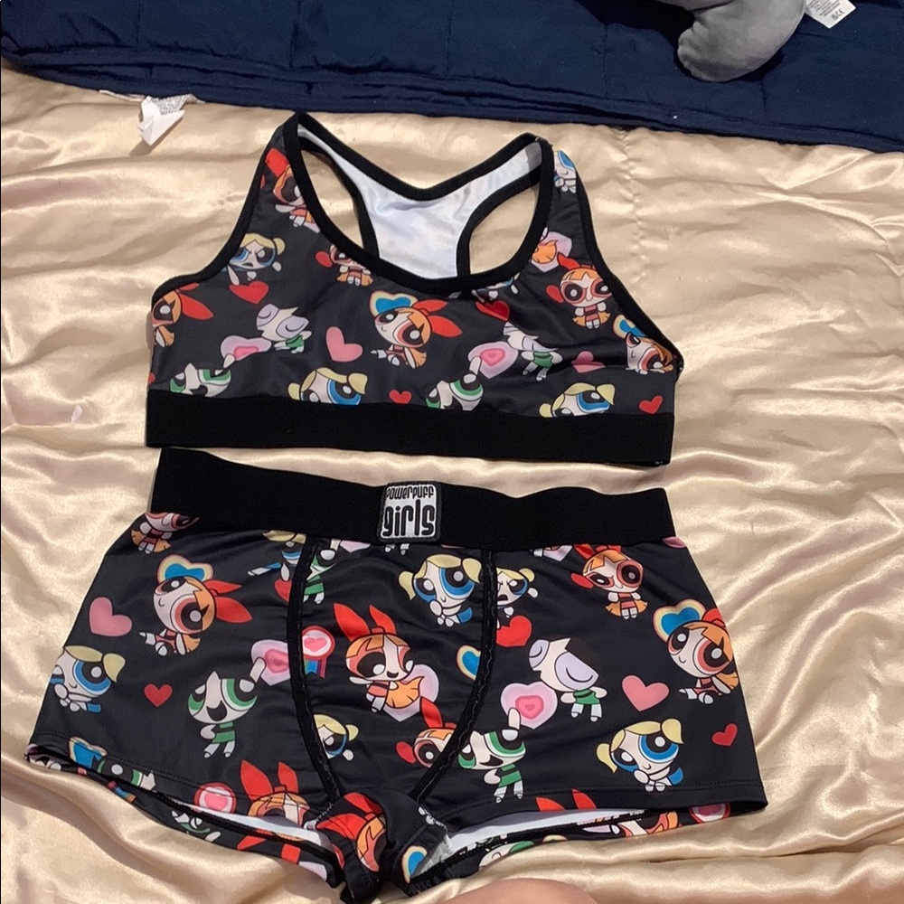 Women's Black Sports Bra and Shorts Set